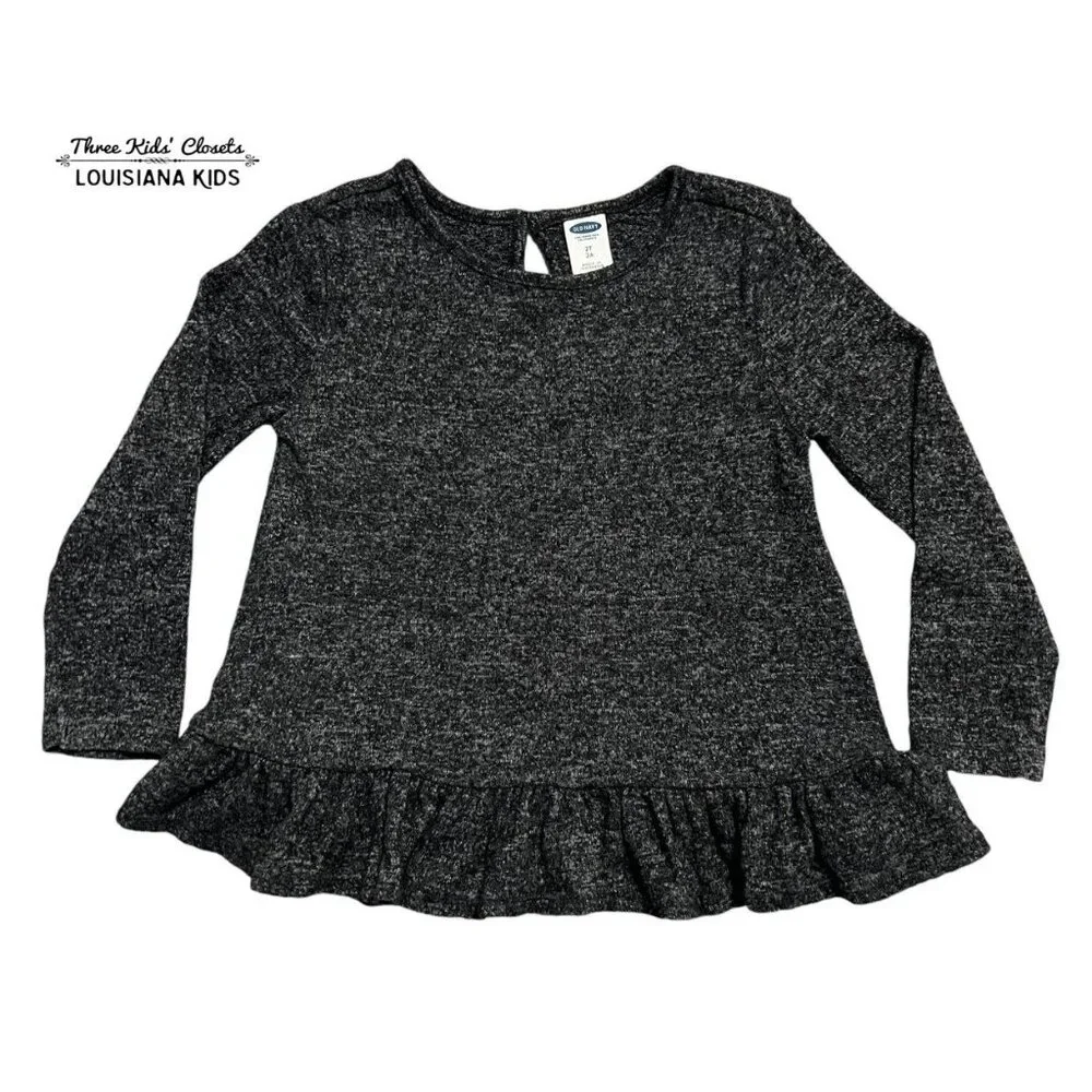 Old Navy 2T Black Softspun Peplum Top